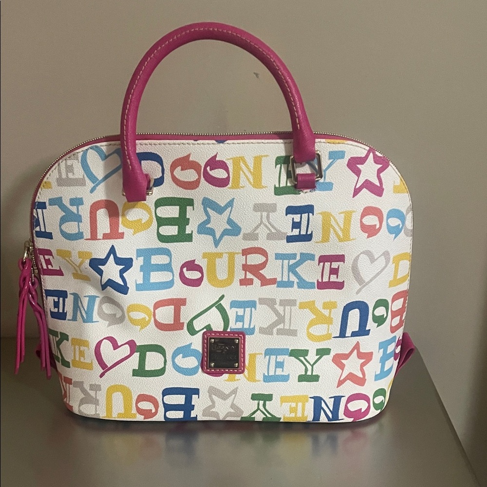 Dooney & Bourke Multicolor Logo Bag with Pink Accents